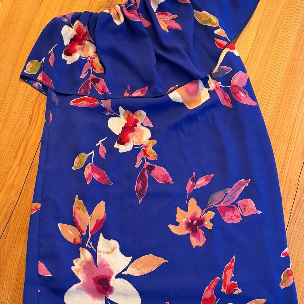 Floral One-Shoulder Dress-Size Small